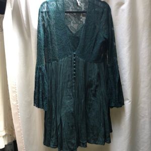 Blue/green button up dress